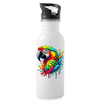 Papagei - Trinkflasche mit integriertem Trinkhalm - Weiß - Rechts