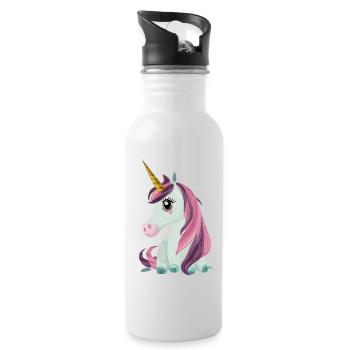 Licorne - Gourde avec paille intégrée - blanc - Droite