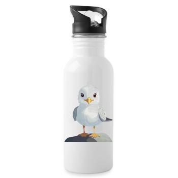 niedliche Möwe - Trinkflasche mit integriertem Trinkhalm - Weiß - Rechts