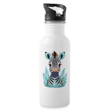 Zebra - Trinkflasche mit integriertem Trinkhalm - Weiß - Rechts