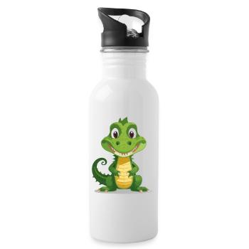 crocodile mignon - Gourde avec paille intégrée - blanc - Droite