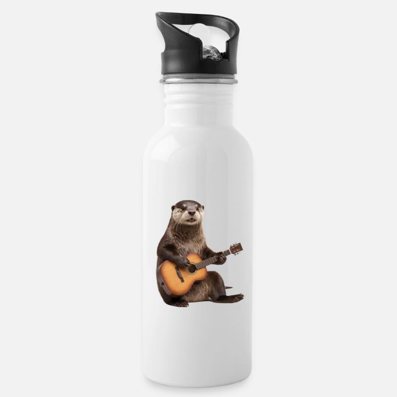 Groundhog Guitar Otter - Water bottle with straw - white