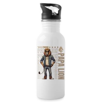 Papa Lion - Water bottle with straw - white - Right