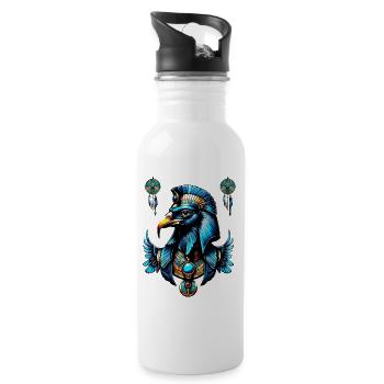 Horus, the Egyptian falcon god. - Water bottle with straw - white - Right