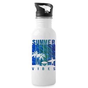 Sommer Illustration Sommer Blumenkunst Blume Meer - Trinkflasche mit integriertem Trinkhalm - Weiß - Rechts