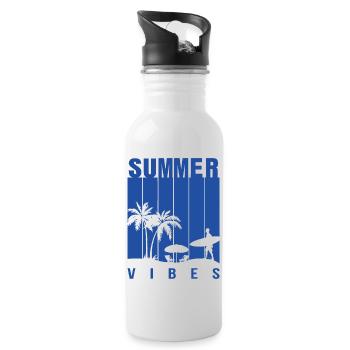 Sommer Illustration Sommer Blumenkunst Blume Meer - Trinkflasche mit integriertem Trinkhalm - Weiß - Rechts
