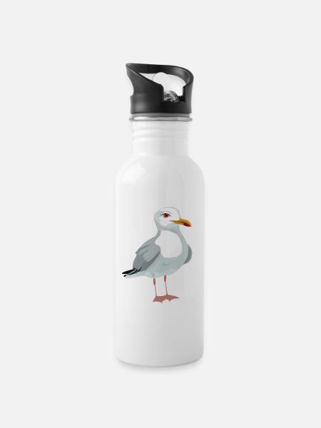 Mouette - Gourde avec paille intégrée - blanc