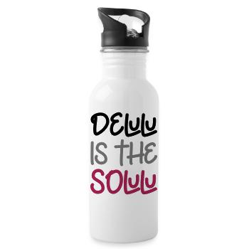 Delulu is the solulu - Trinkflasche mit integriertem Trinkhalm - Weiß - Rechts