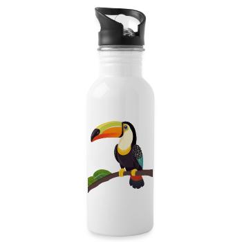 cute toucan - Water bottle with straw - white - Right