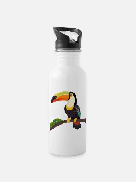 cute toucan - Water bottle with straw - white