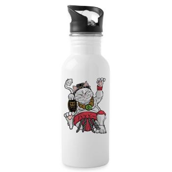 Maneki-neko Sumo - Trinkflasche mit integriertem Trinkhalm - Weiß - Rechts