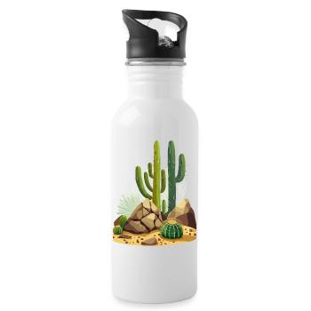 Desert with cacti and rocks - Water bottle with straw - white - Right