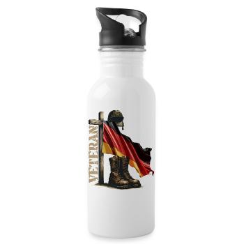 Gedenkflagge und Stiefel Veteranentag Veteran - Trinkflasche mit integriertem Trinkhalm - Weiß - Rechts