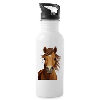 Pferd - Trinkflasche mit integriertem Trinkhalm - Weiß - Rechts