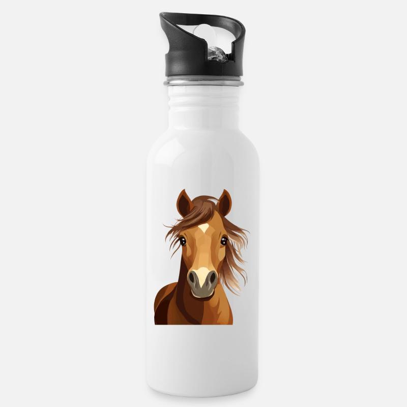 Cheval - Gourde avec paille intégrée - blanc