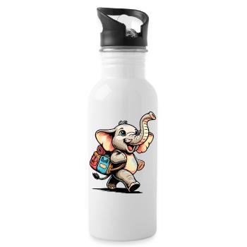 Tiny Trekker: Der lustige Elefant - Trinkflasche mit integriertem Trinkhalm - Weiß - Rechts