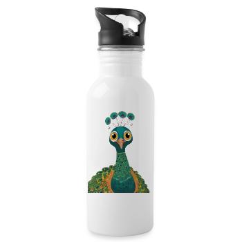 Peacock - Water bottle with straw - white - Right