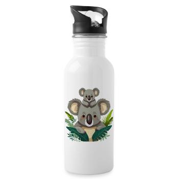 Niedlicher Koala im Urwald - Trinkflasche mit integriertem Trinkhalm - Weiß - Rechts