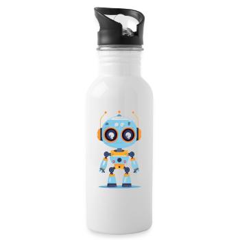 A cute robot - Water bottle with straw - white - Right