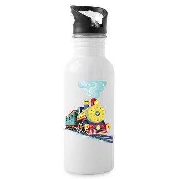 Eine niedliche Lokomotive - Trinkflasche mit integriertem Trinkhalm - Weiß - Rechts