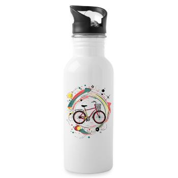 Illustration de vélo avec des éléments abstraits - Gourde avec paille intégrée - blanc - Droite
