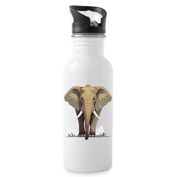 Éléphant - Gourde avec paille intégrée - blanc - Droite