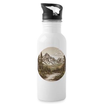 Mountains - Landscape - Water bottle with straw - white - Right