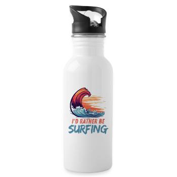 I'd Rather Be Surfing Wave Artwork - Water bottle with straw - white - Right