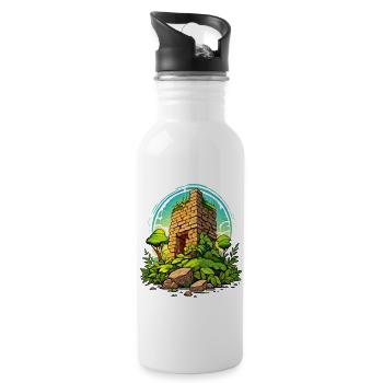 Off to adventure – ruins with wild nature - Water bottle with straw - white - Right