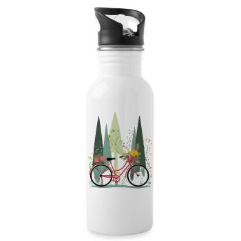 Bicycle with flowers in nature on a bike ride - Water bottle with straw - white - Right