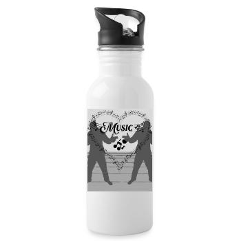 Liebe Zur Musik Herz - Trinkflasche mit integriertem Trinkhalm - Weiß - Rechts