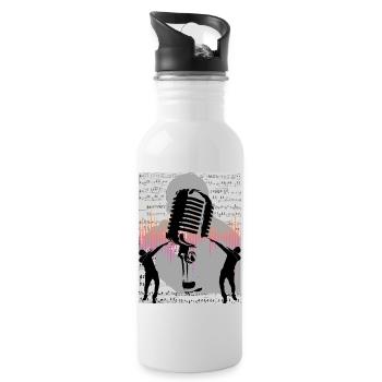 Liebe zur Musik Sänger - Trinkflasche mit integriertem Trinkhalm - Weiß - Rechts