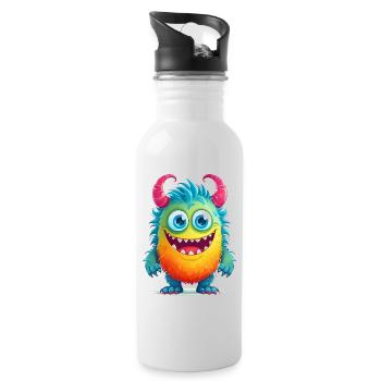 Niedliches Monster - Trinkflasche mit integriertem Trinkhalm - Weiß - Rechts