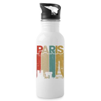 Paris Vintage Sunset Stripes - Water bottle with straw - white - Right