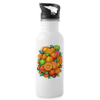 Citrus fruits - Water bottle with straw - white - Right