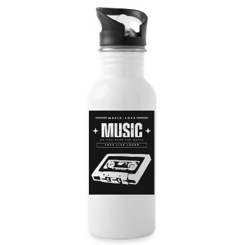 Liebe Lebe Lache - Musik - Trinkflasche mit integriertem Trinkhalm - Weiß - Rechts