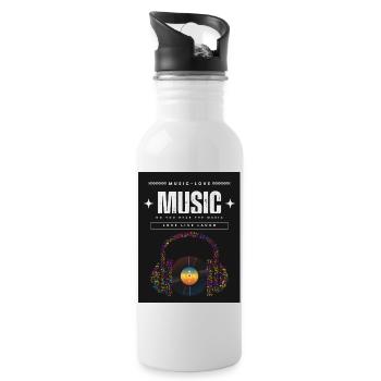 LIEBE ZUR MUSIK 12 - Trinkflasche mit integriertem Trinkhalm - Weiß - Rechts