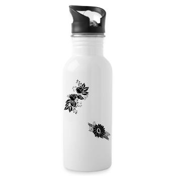 Black and white floral letters - Water bottle with straw - white - Right