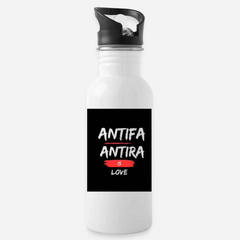 ANTIFA - Gourde avec paille intégrée - blanc