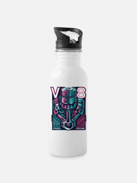 V8 - Trinkflasche mit integriertem Trinkhalm - Weiß