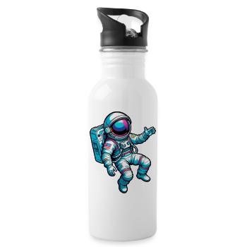 Colorful Cartoon Astronaut - Water bottle with straw - white - Right