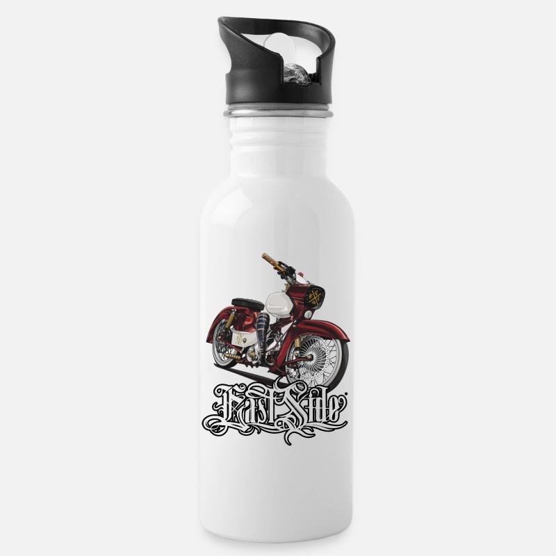 Star (rot / Tuning) // Illustration - Trinkflasche mit integriertem Trinkhalm - Weiß