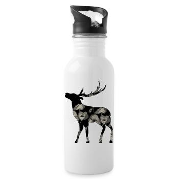 Hirsch - Trinkflasche mit integriertem Trinkhalm - Weiß - Rechts