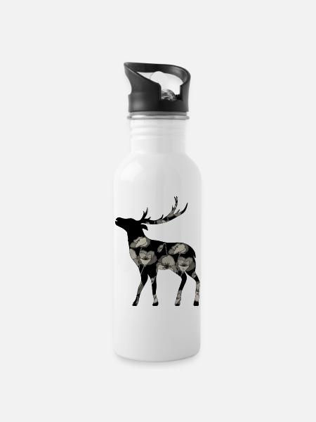 Cerf - Gourde avec paille intégrée - blanc