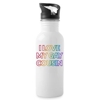 Ich liebe meinen schwulen Cousin - Trinkflasche mit integriertem Trinkhalm - Weiß - Rechts