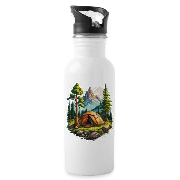Camping sauvage dans la nature - Gourde avec paille intégrée - blanc - Droite
