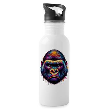 Gorilla - Trinkflasche mit integriertem Trinkhalm - Weiß - Rechts