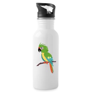 Papagei - Trinkflasche mit integriertem Trinkhalm - Weiß - Rechts