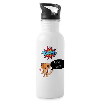 Bäm und nun? - Trinkflasche mit integriertem Trinkhalm - Weiß - Rechts