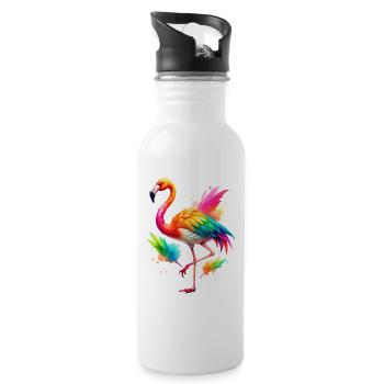 Flamingo Pride Back - Trinkflasche mit integriertem Trinkhalm - Weiß - Rechts